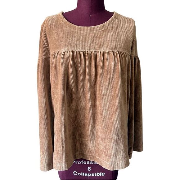 Madewell x Texture & Thread Corduroy Swing Top size L Warm Hickory Brown - Picture 4 of 11